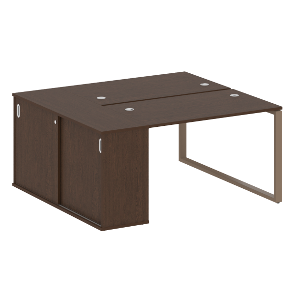 Рабочая станция с шкафом-купе на О-образном м/к Metal System Style БО.РС-СШК-1.2 Т 1610x1475x750 (Венге Цаво/Мокко металл)