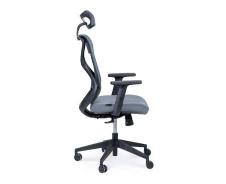 Кресло офисное / Имидж / черный пластик / серая сетка / серая ткань (Серый)