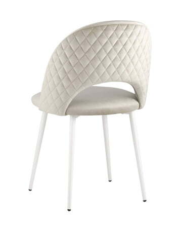 Стул Меган велюр с ромбами бежевый белые ножки (Стул Меган бежевый)