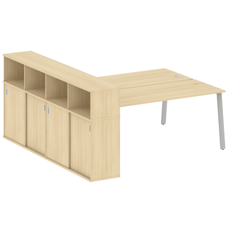 Рабочая станция с шкафом-купе на А-образном м/к Metal System Style БА.РС-СШК-4.5 Т 2210x2332x1098 (Акация/Серый металл)