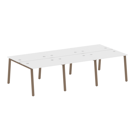 Рабочая станция на 6 рабочих места на А-образном м/к Metal System Style БА.СМ-6.1 3000x1475x750 (Белый/Мокко металл)