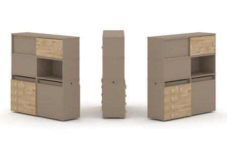 Тумба двойная + высокая надставка ES.NB.2V-30 (1500х410х1520) (Латте/Тиквуд Светлый)