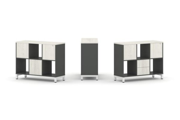 Набор стеллажа 1 сторонний, 2 яруса SN.NS-231 (1121х400х881) (Антрацит/Дуб Наварра/Металл Белый) Набор стеллажа 1 сторонний, 2 яруса SN.NS-231 (1121х400х881) (Антрацит/Дуб Наварра/Металл Белый)