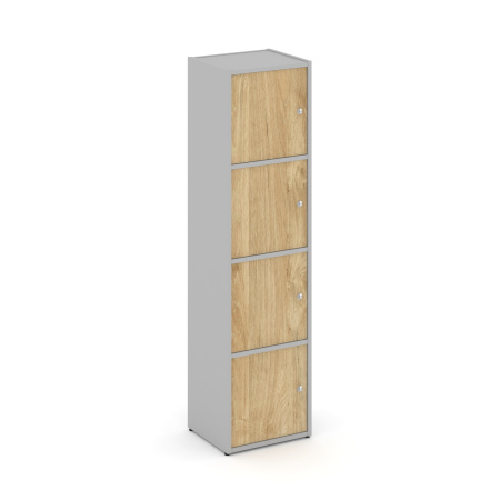 Стеллаж Locker Plus LK.K-004 408x350x1593 (Серый | Тиквуд Светлый)