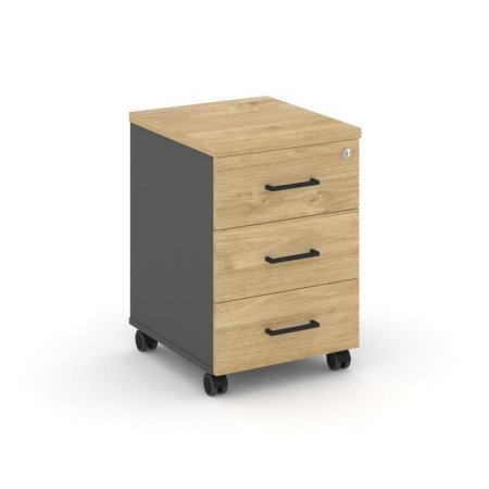 Тумба мобильная 3 ящика стандартные колеса SN.TM-002 (416х460х611) (Антрацит/Тиквуд Светлый)