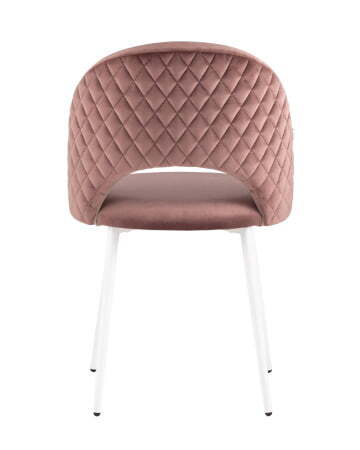 Стул Меган велюр с ромбами пыльно-розовый белые ножки (Стул Меган пыльно розовый)