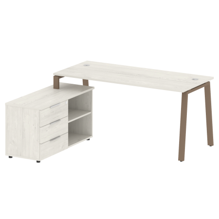 Рабочая станция с тумбой на А-образном м/к Metal System Style БА.РС-СТС-2.4 (L) 1700x1520x750 (Дуб наварра/Мокко металл)