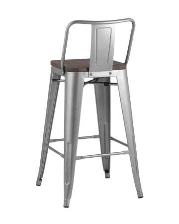 Стул полубарный TOLIX WOOD со спинкой серебристый матовый (Стул полубарный Tolix серебристый, матовый)