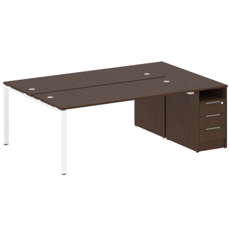 Рабочая станция с опорной тумбой Metal System Style БП.РС-СТП-2.5 2212x1475x750 (Венге Цаво/Белый металл)