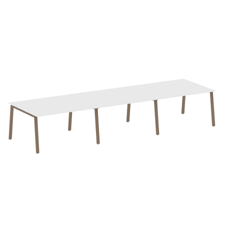 Стол для переговоров (3 столешницы) на А-образном м/к Metal System Style БА.ПРГ-3.3 4200x1235x750 (Белый/Мокко металл)