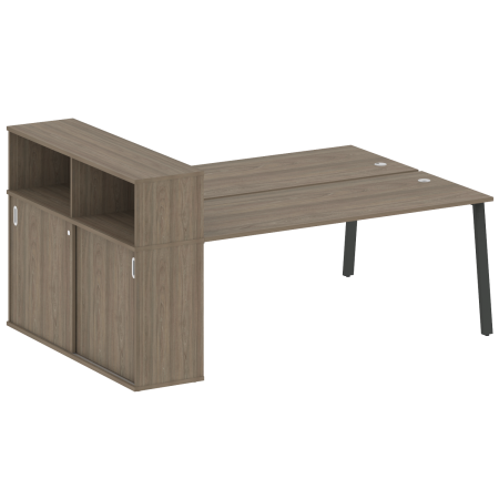 Рабочая станция с шкафом-купе на А-образном м/к Metal System Style БА.РС-СШК-2.5 Т 2210x1475x1098 (Вяз/Антрацит металл)
