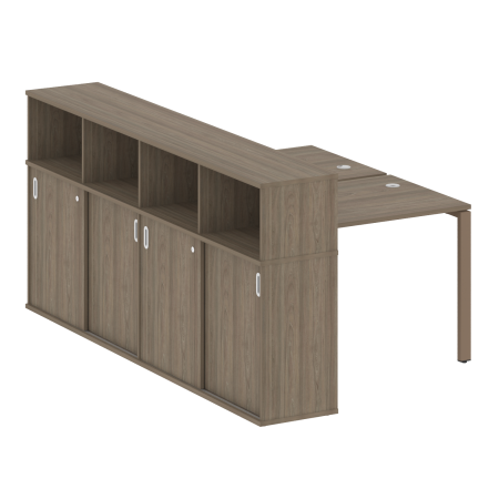 Рабочая станция с опорным шкафом-купе Metal System Style БП.РС-СШК-4.1 1410x2332x1098 (Вяз/Мокко металл)