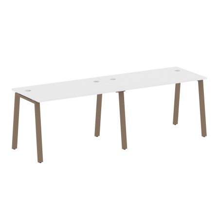 Рабочая станция на 2 рабочих места на А-образном м/к Metal System Style БА.СМ-2.2 2400x720x750 (Белый/Мокко металл)