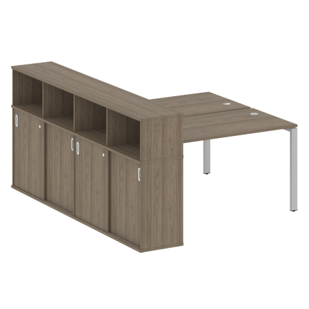 Рабочая станция с опорным шкафом-купе Metal System Style БП.РС-СШК-4.3 1910x2332x1098 (Вяз/Серый металл)