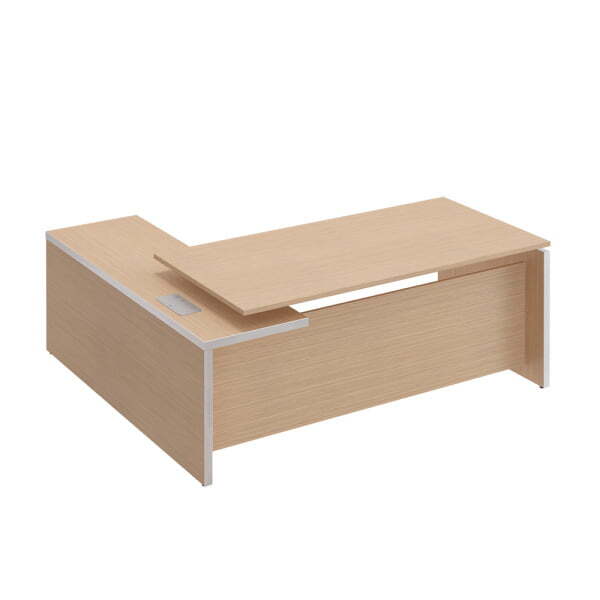 Стол руководителя с брифинг приставкой боковой правой Reventon МЕ 139 2000x1800x760 (Зебрано песочный)