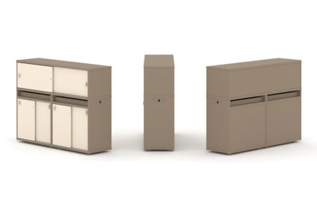 Тумба двойная + низкая надставка ES.NB.2N-6 (1500х410х1135) (Латте/Сатин)