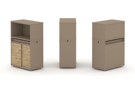 Тумба одиночная + низкая надставка ES.NB.1N-3 (750х410х1135) (Латте/Тиквуд Светлый)