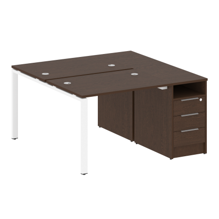 Рабочая станция с опорной тумбой Metal System Style БП.РС-СТП-2.1 1412x1475x750 (Венге Цаво/Белый металл)