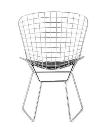 Стул обеденный Bertoia хромированный с черной подушкой (Стул кухонный Bertoia серебристый) Стул обеденный Bertoia хромированный с черной подушкой (Стул кухонный Bertoia серебристый)