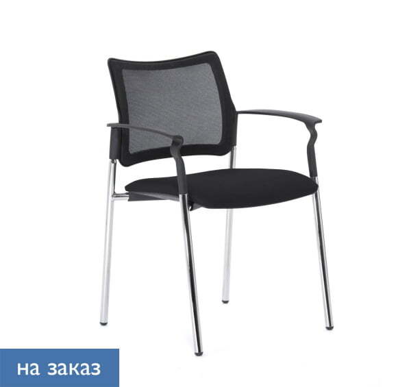 PINKO-MESH Кресло на 4-х опорах с подлокотниками (Черный/Черный)