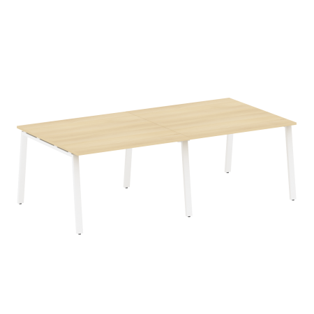 Стол для переговоров (2 столешницы) на А-образном м/к Metal System Style БА.ПРГ-2.2 2400x1235x750 (Акация/Белый металл)