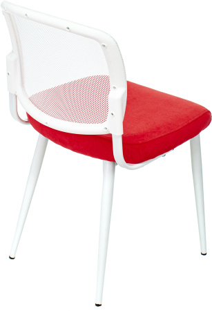Стул для кухни KF-8W сетка/ткань красный металл белый на ножках (KF-8W/RED) (Красный)