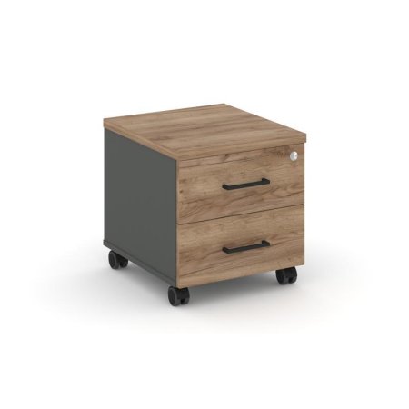 Тумба мобильная 2 ящика стандартные колеса SN.TM-001 (416х460х437) (Антрацит/Дуб Табак)