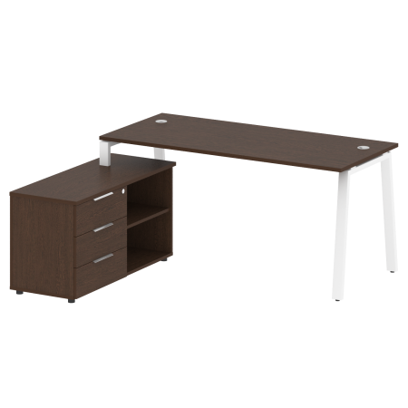 Рабочая станция с тумбой на А-образном м/к Metal System Style БА.РС-СТС-2.4 (L) 1700x1520x750 (Венге Цаво/Белый металл)