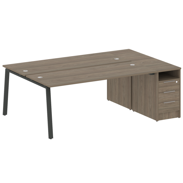 Рабочая станция с тумбой на А-образном м/к Metal System Style БА.РС-СТП-2.5 2212x1475x750 (Вяз/Антрацит металл)