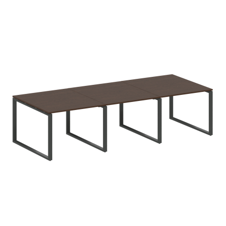 Переговорный стол 3 столешницы Metal System Style БО.ПРГ-3.1 3000x1235x750 (Венге Цаво/Антрацит металл)