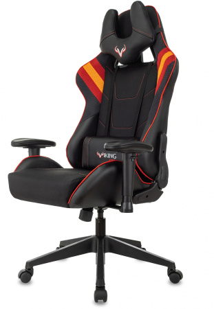 Кресло игровое Zombie VIKING 4 AERO черный/красный ткань/эко.кожа с подголов. крестов. пластик (Красный)