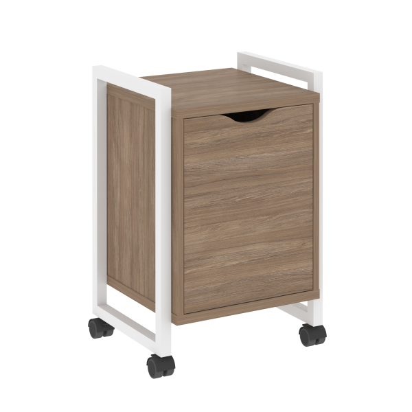 Тумба на колесных опорах с распашным фасадом VR.L-T2.K 500x460x767 (Дуб Аризона/Белый металл)