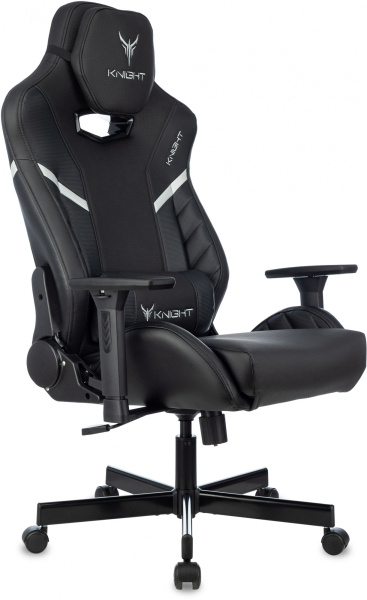 Кресло игровое Knight Thunder 5X черный эко.кожа крестов. металл (Черный) Кресло игровое Knight Thunder 5X черный эко.кожа крестов. металл (Черный)