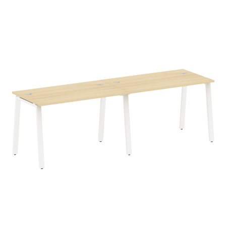 Рабочая станция на 2 рабочих места на А-образном м/к Metal System Style БА.СМ-2.2 2400x720x750 (Акация/Белый металл)