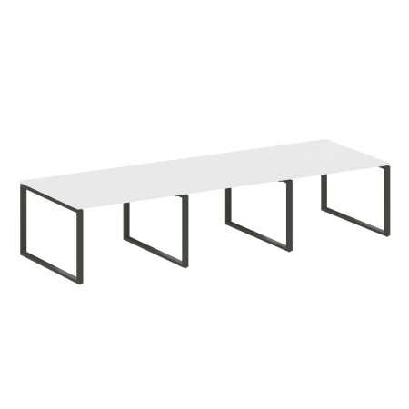 Переговорный стол 3 столешницы Metal System Style БО.ПРГ-3.2 3600x1235x750 (Белый/Антрацит металл)