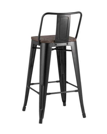 Стул полубарный TOLIX WOOD со спинкой черный глянцевый (Стул полубарный Tolix черный глянцевый)