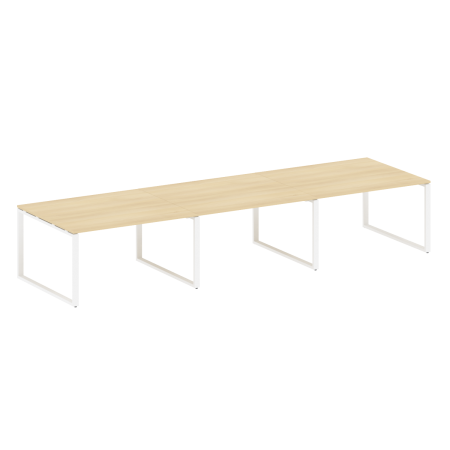 Переговорный стол 3 столешницы Metal System Style БО.ПРГ-3.3 4200x1235x750 (Акация/Белый металл)