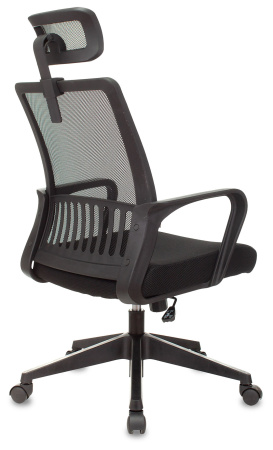 Кресло MC-201-H черный TW-01 TW-11 сетка/ткань с подголов. крестов. пластик (Черный) Кресло MC-201-H черный TW-01 TW-11 сетка/ткань с подголов. крестов. пластик (Черный)