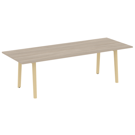 Стол переговорный на деревянных опорах Onix Wood Direct OW.PRG-25 2580x980x750 (Дуб Аттик/Дуб Светлый)