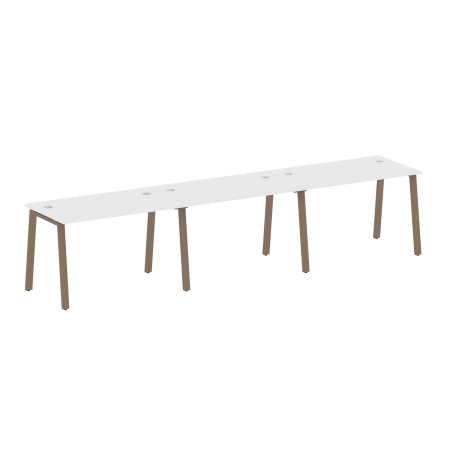 Рабочая станция на 3 рабочих места на А-образном м/к Metal System Style БА.СМ-3.2 3600x720x750 (Белый/Мокко металл)