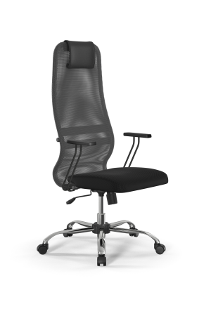 Кресло для руководителя Метта Sit 8 B1-8T - X1+UMF(X1) /Uh00/Wh00/T1bp-b(M09.B21.G20.W01) (Светло-серый | Черный)