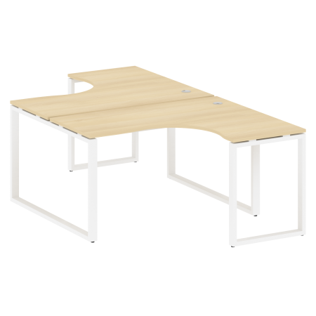 Рабочая станция криволинейная Metal System Style БО.РАС-СА-2.3 1400x2435x750 (Акация/Белый металл)