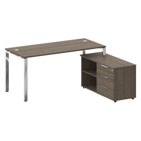 Стол для руководителя с тумбой правый БГ.СРТ-4.7 (R) 1700x1520x750 (Вяз Благородный/Нерж. Сталь) Стол для руководителя с тумбой правый БГ.СРТ-4.7 (R) 1700x1520x750 (Вяз Благородный/Нерж. Сталь)