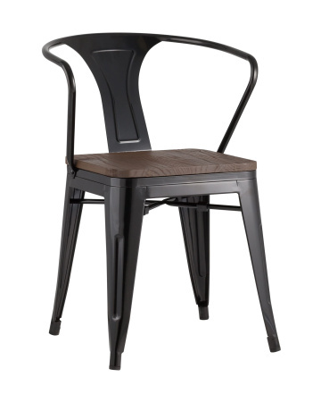 Стул TOLIX ARM WOOD с подлокотниками черный (Стул Tolix Arm Wood черный глянцевый)