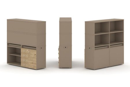 Тумба двойная + высокая надставка ES.NB.2V-10 (1500х410х1520) (Латте/Тиквуд Светлый)