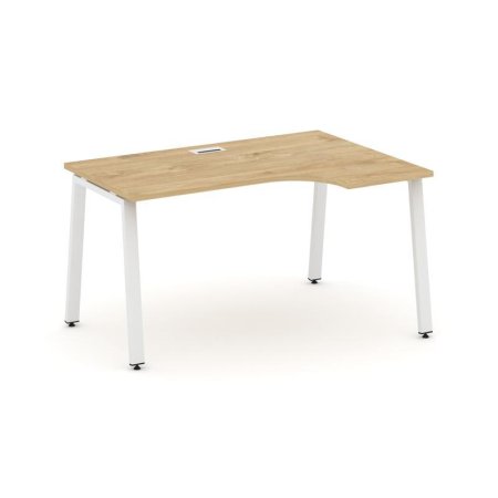 Стол рабочий эргономичный SN-6A.SPA-001(R) (1380х600/980х750) (Тиквуд Светлый/Металл Белый)