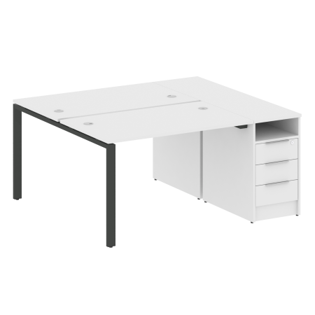 Рабочая станция с опорной тумбой Metal System Style БП.РС-СТП-2.2 1612x1475x750 (Белый/Антрацит металл)
