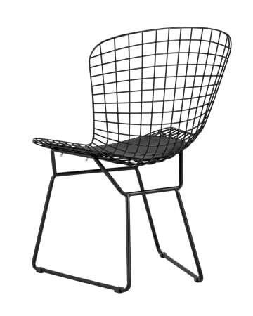 Стул обеденный Bertoia черный с черной подушкой (Стул кухонный Bertoia черный)