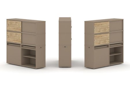Тумба двойная + высокая надставка ES.NB.2V-23 (1500х410х1520) (Латте/Тиквуд Светлый)