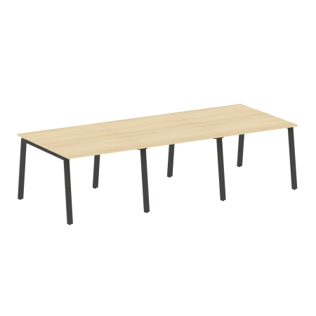 Стол для переговоров (3 столешницы) на А-образном м/к Metal System Style БА.ПРГ-3.1 3000x1235x750 (Акация/Антрацит металл)